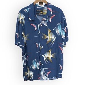 Banana Republic Slim Fit Tropical Fish Print Short Sleeve Shirt Size M